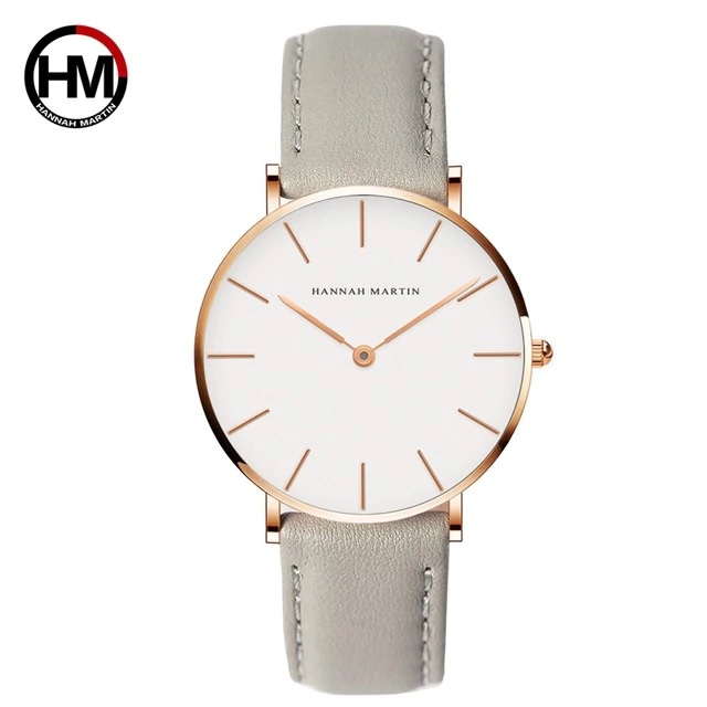 Hannah Martin Designer Női Karóra Fehér Rosegold Szürke Hannah Martin Női Karóra – Rózsaszín – Arany – Bőr szíj